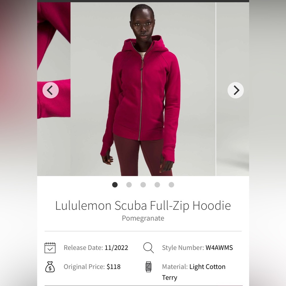 Lululemon Scuba Full-zip Hoodie Pomegranate Size 6 BNWT